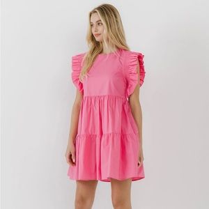English factory Ruffled babydoll mini dress NWT
